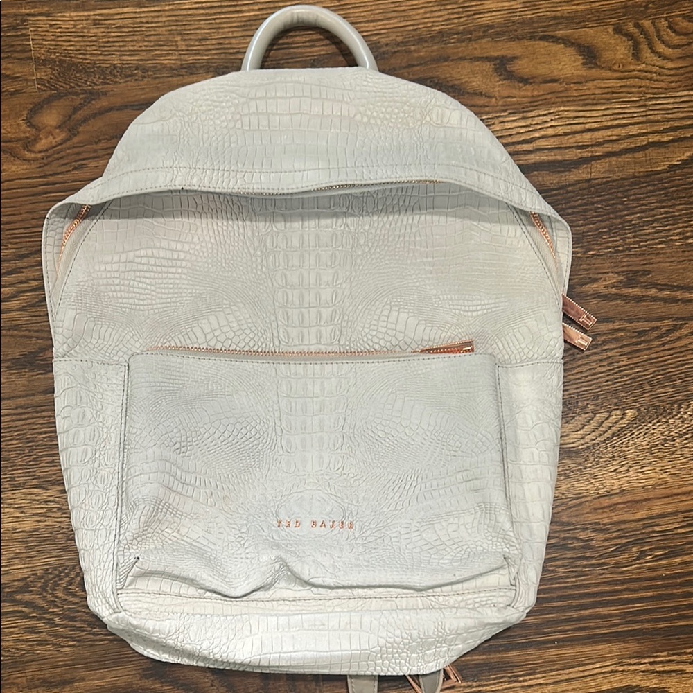 Ted Baker Croc-Embossed Backpack in Light Gray